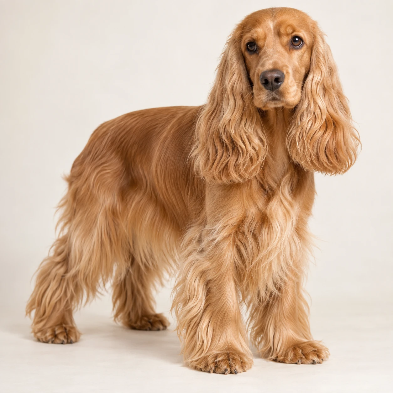 Silky with longer hair — Softer hair with extra length on ears, legs, chest or tail.