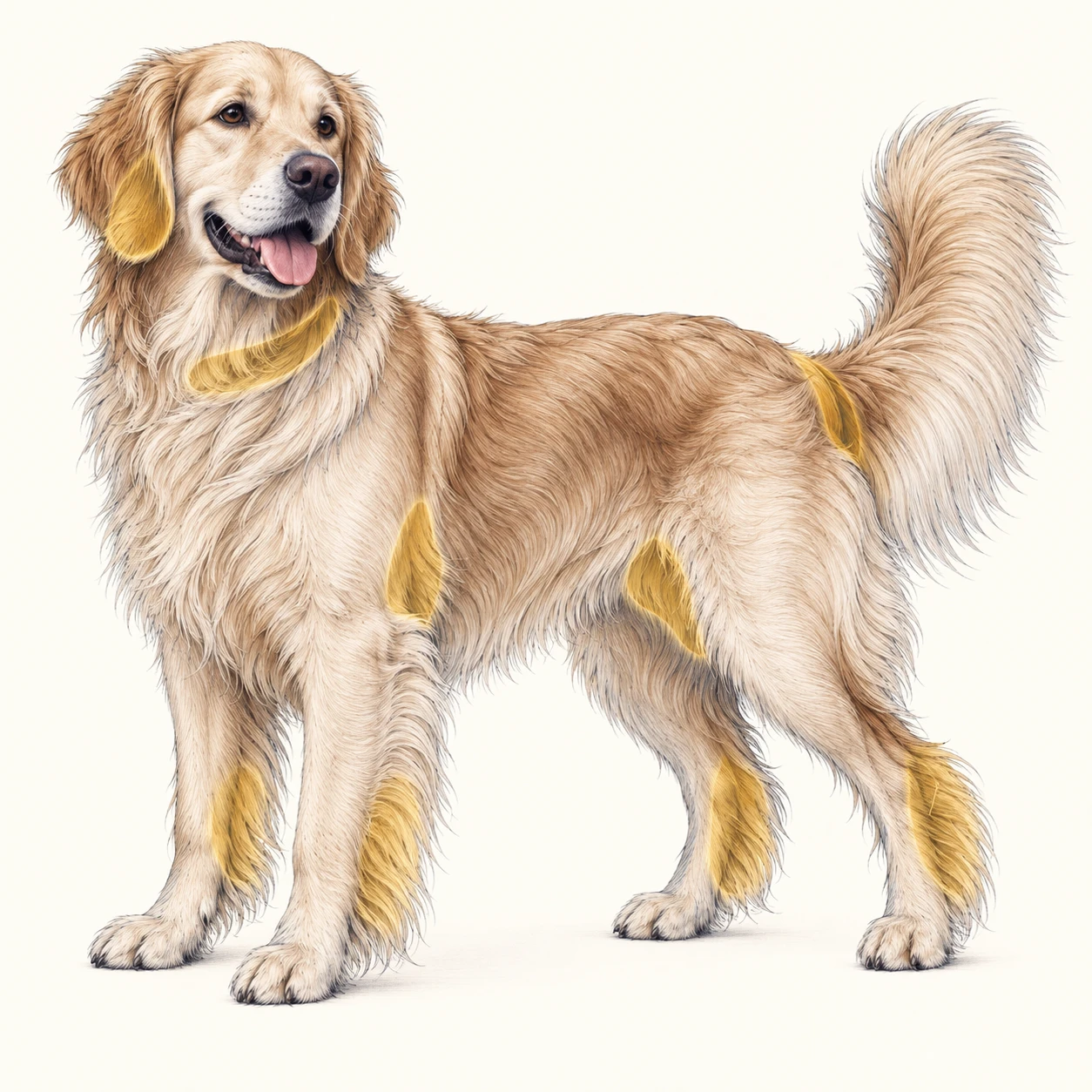Check behind ears, under legs and around the body for small knots