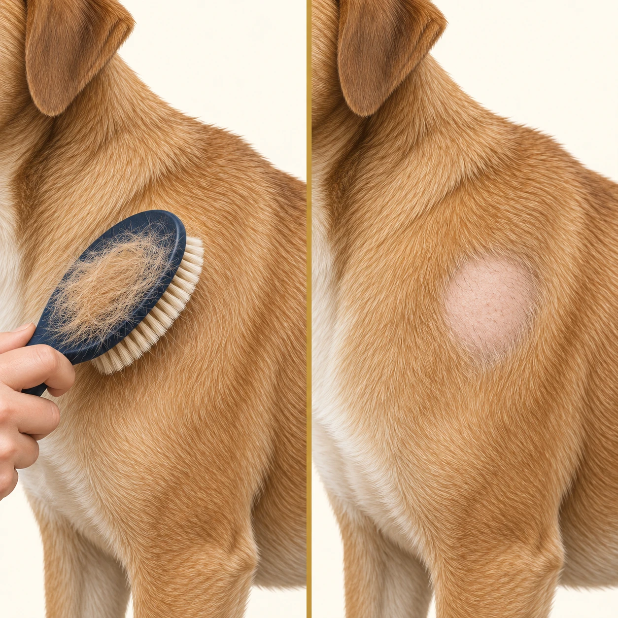 Normal loose hair compared with an unexplained bald patch